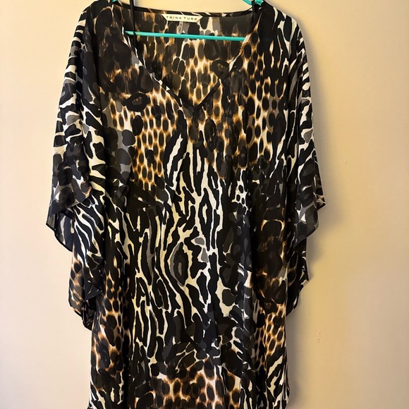 TRINA TURK WOMENS MEGAN CHEETA PRINT SILK GEORGETTE DRESS SIZE 12 - Picture 3 of 6